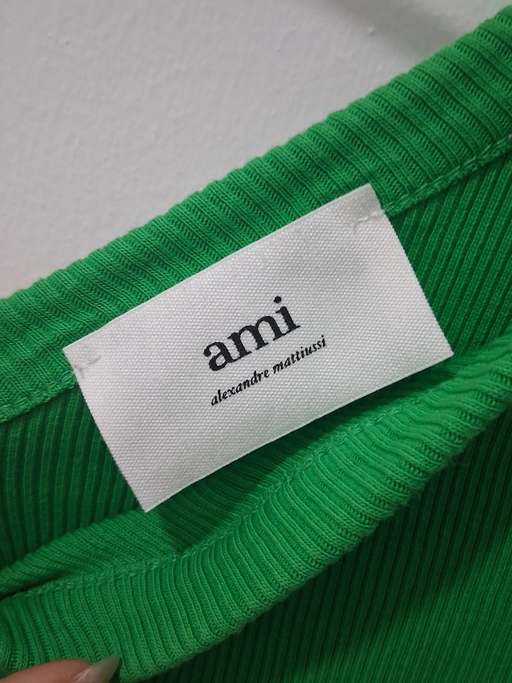 Ami Alexandre Mattiussi Kelly Green Ribbed One-sleeve Dress